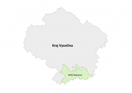 Mapa MAS Rokytná v rámci kraje Vysočina